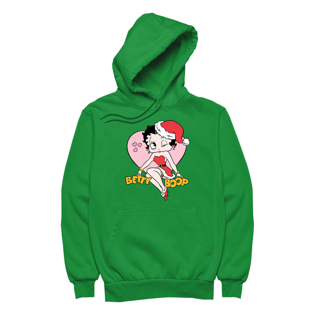 Betty Boop Christmas Heart Wink Women's Hooded Sweatshirt-Betty Boop Shop