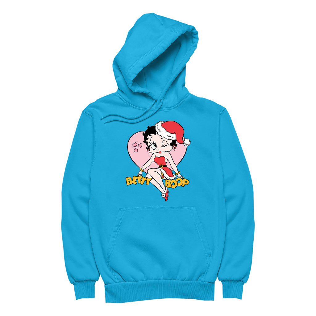 Betty Boop Christmas Heart Wink Women's Hooded Sweatshirt-Betty Boop Shop
