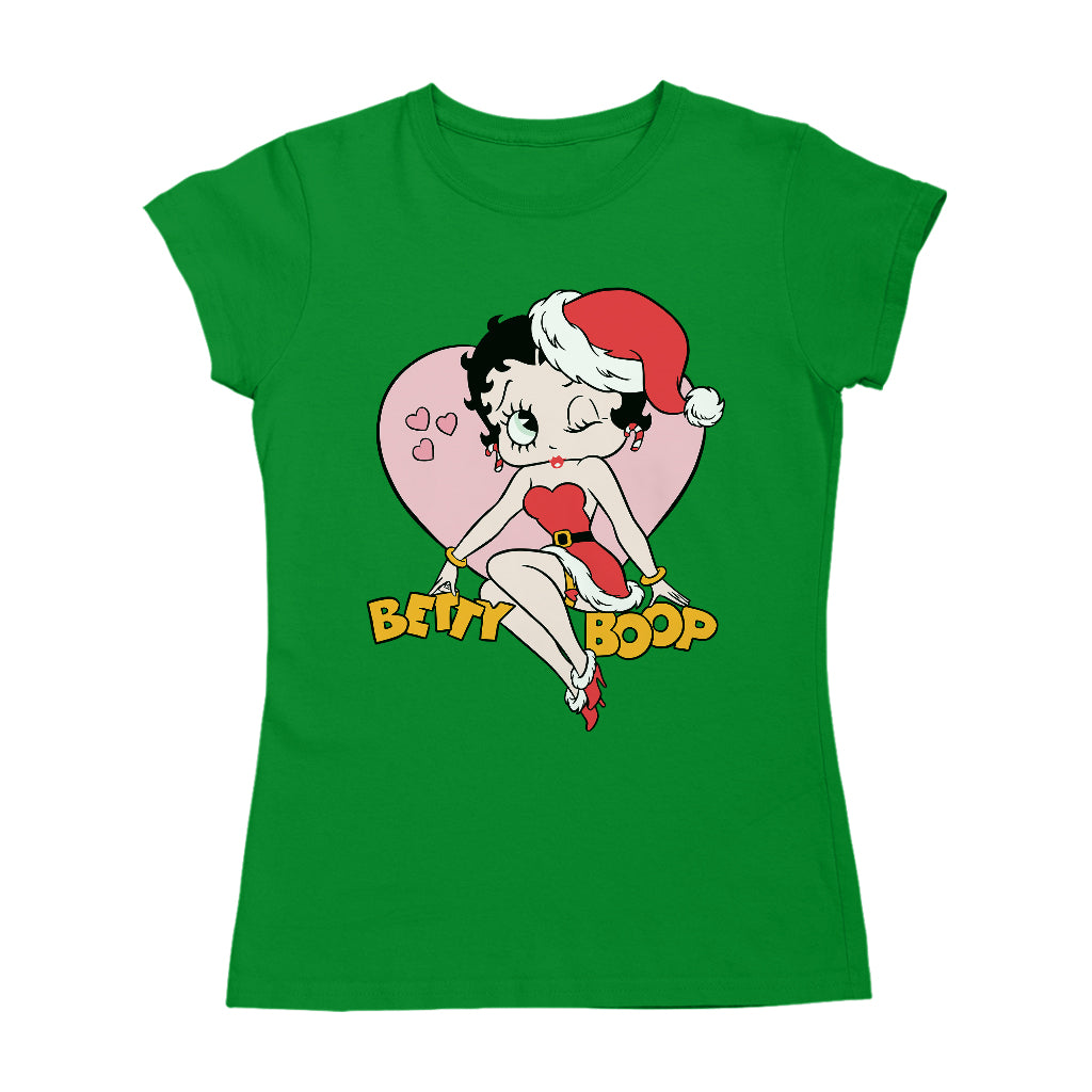Betty Boop Christmas Heart Wink Women's T-Shirt-Betty Boop Shop