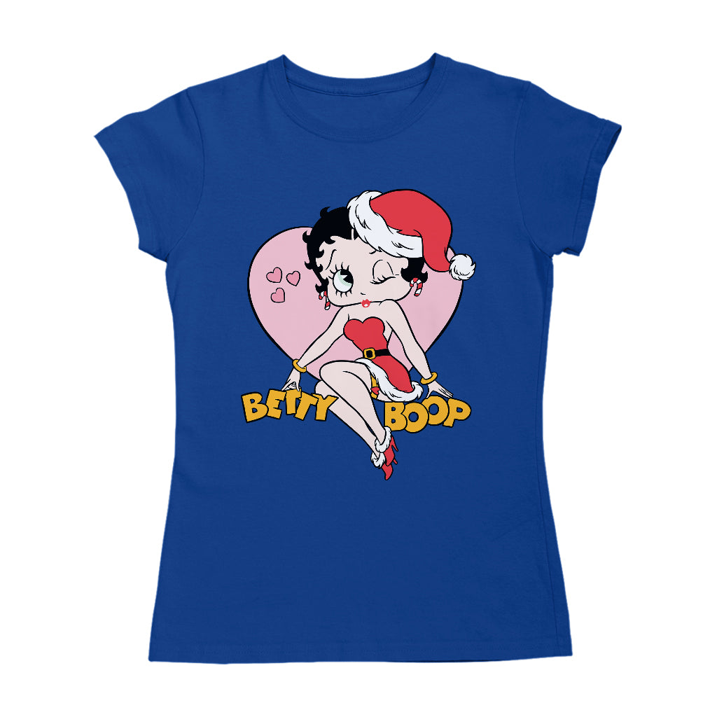 Betty Boop Christmas Heart Wink Women's T-Shirt-Betty Boop Shop