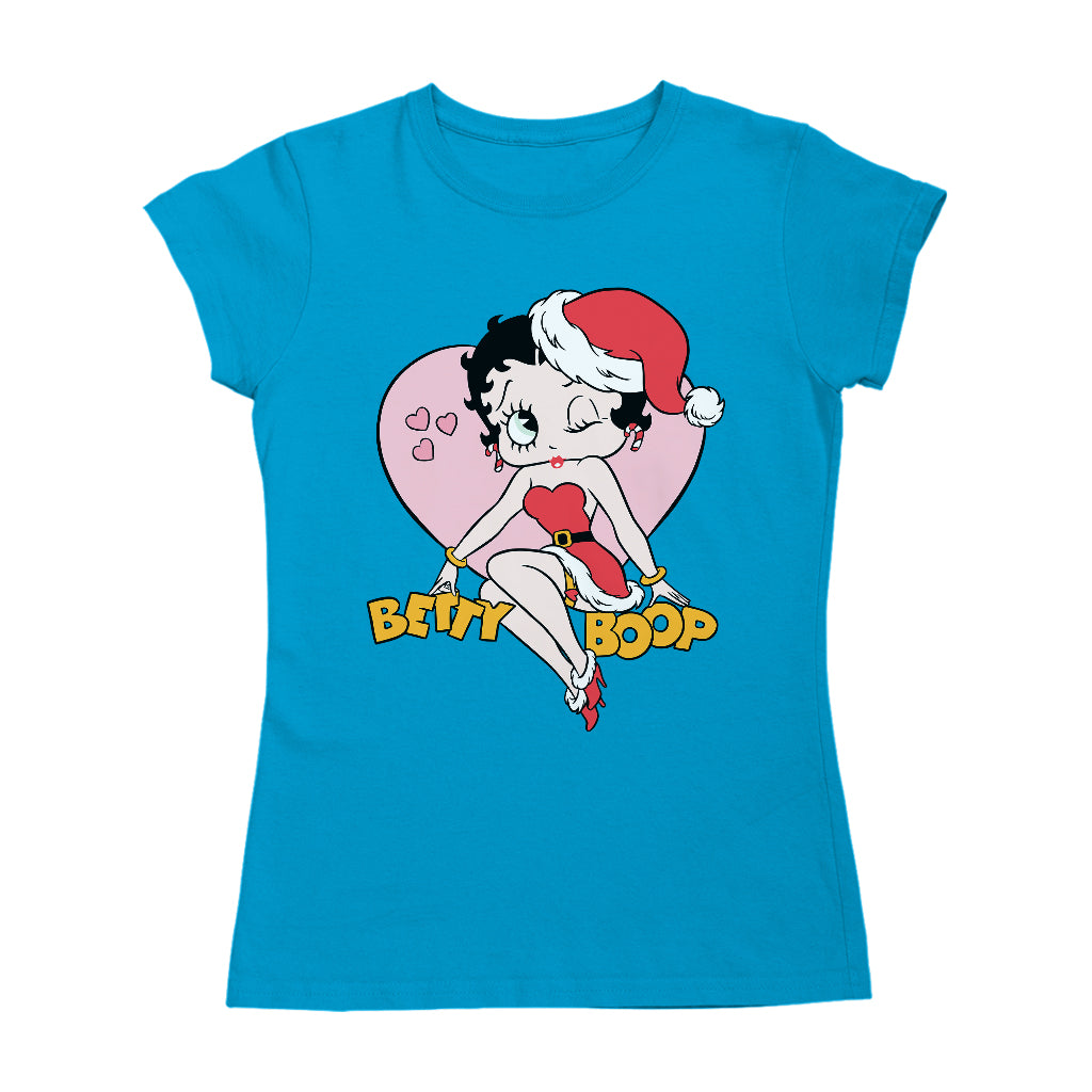 Betty Boop Christmas Heart Wink Women's T-Shirt-Betty Boop Shop