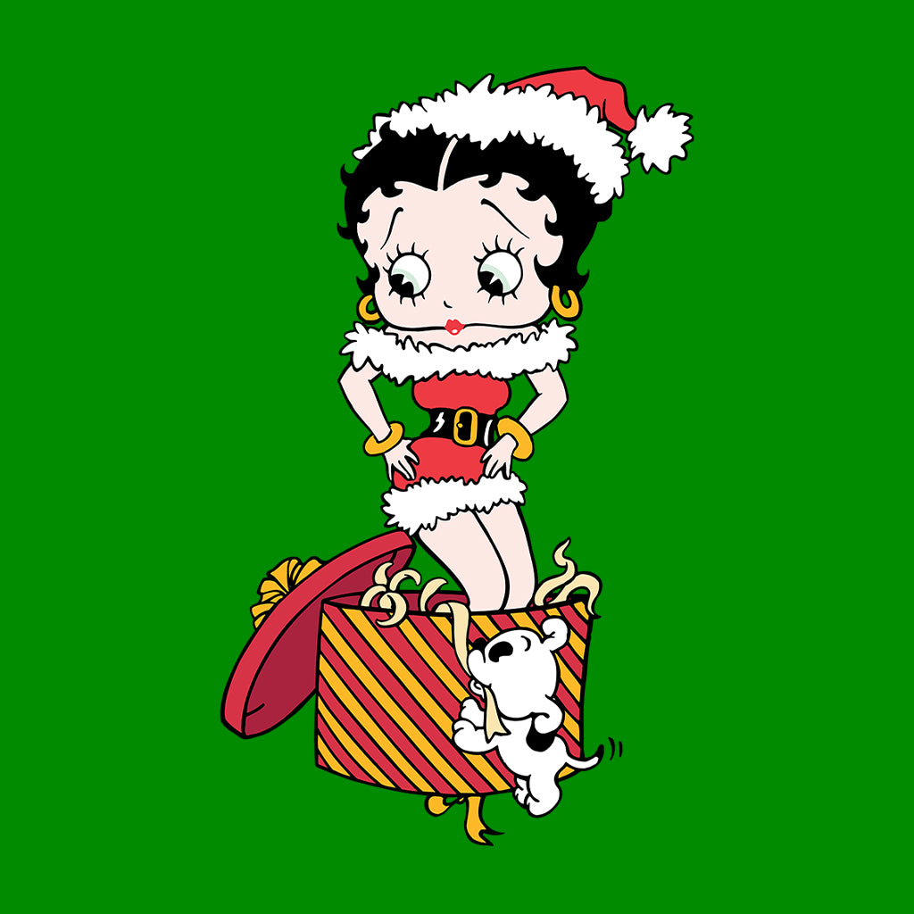 Betty Boop Christmas Pudgy Packing Betty Women's Hooded Sweatshirt-Betty Boop Shop