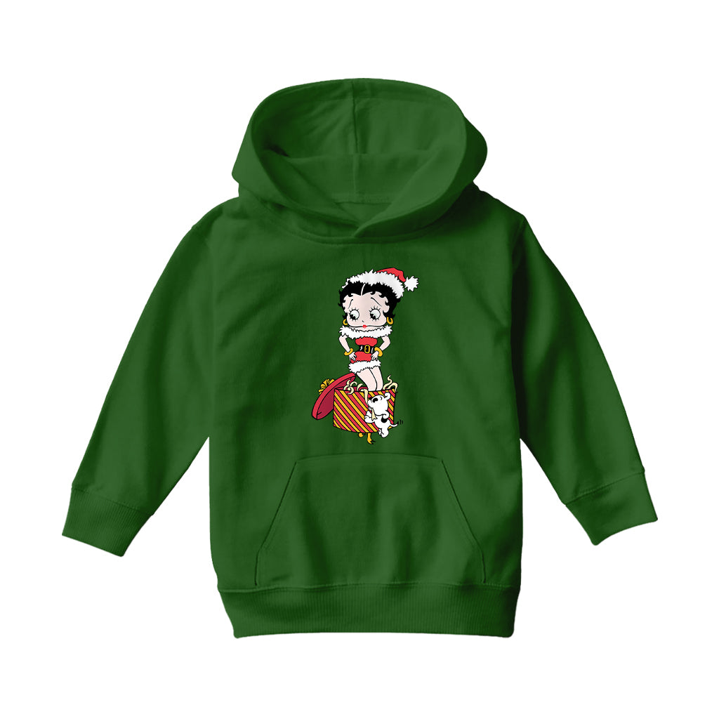 Betty Boop Christmas Pudgy Packing Betty Kids Hooded Sweatshirt-Betty Boop Shop