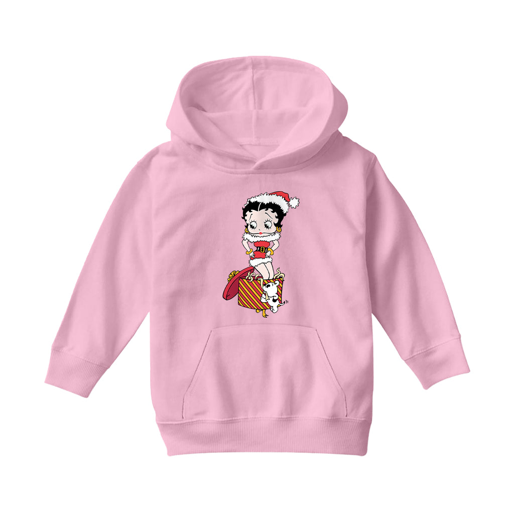 Betty Boop Christmas Pudgy Packing Betty Kids Hooded Sweatshirt