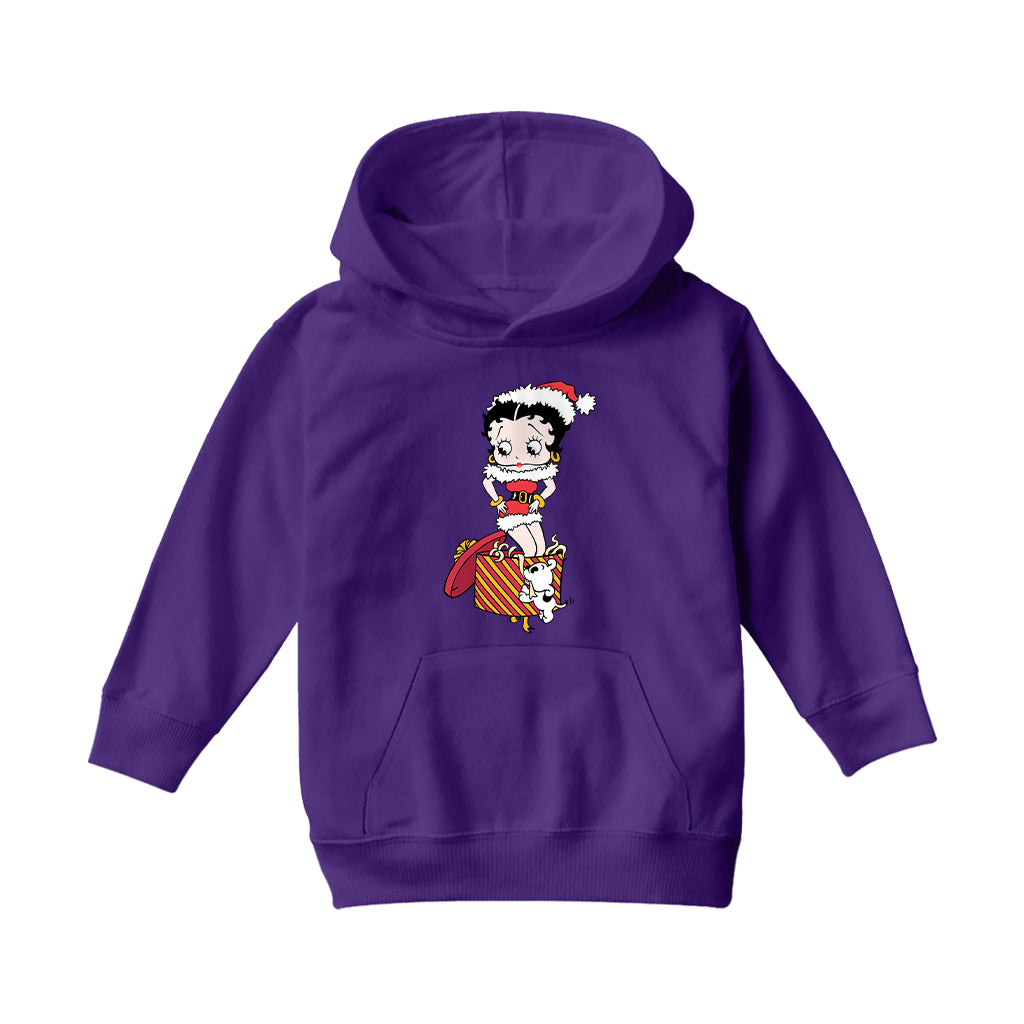 Betty Boop Christmas Pudgy Packing Betty Kids Hooded Sweatshirt-Betty Boop Shop