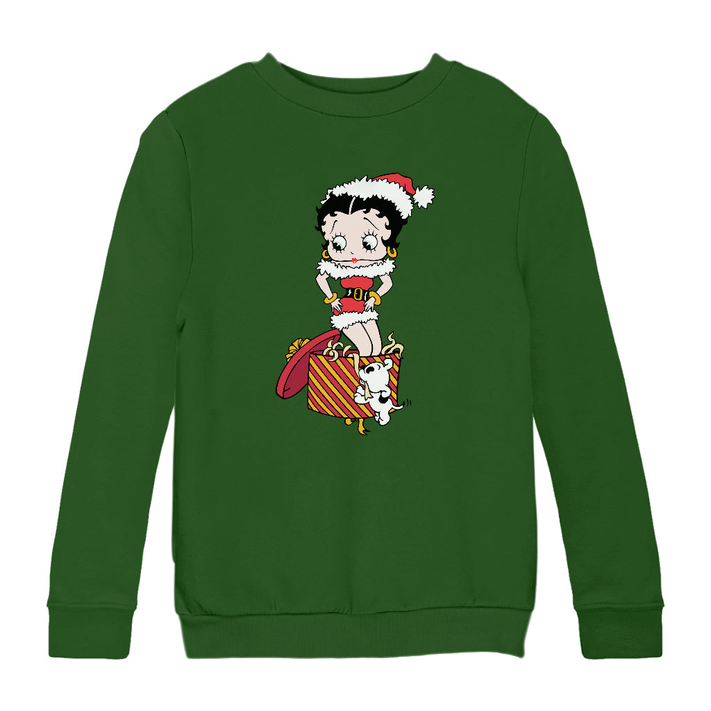 Betty Boop Christmas Pudgy Packing Betty Kids Sweatshirt-Betty Boop Shop