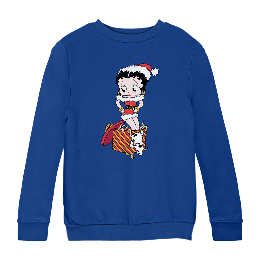 Betty Boop Christmas Pudgy Packing Betty Kids Sweatshirt-Betty Boop Shop