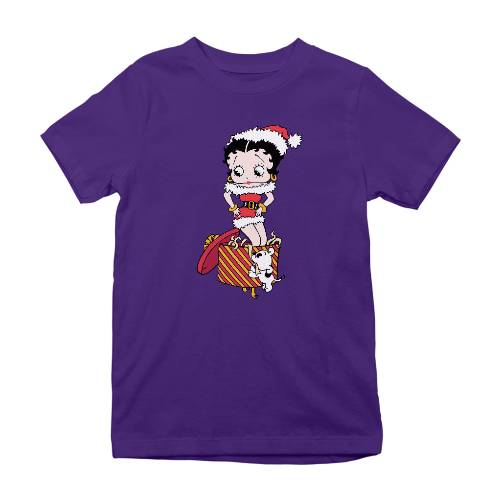 Betty Boop Christmas Pudgy Packing Betty Kids T-Shirt-Betty Boop Shop