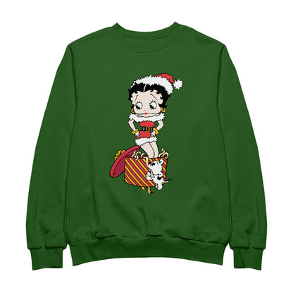Betty Boop Christmas Pudgy Packing Betty Men's Sweatshirt