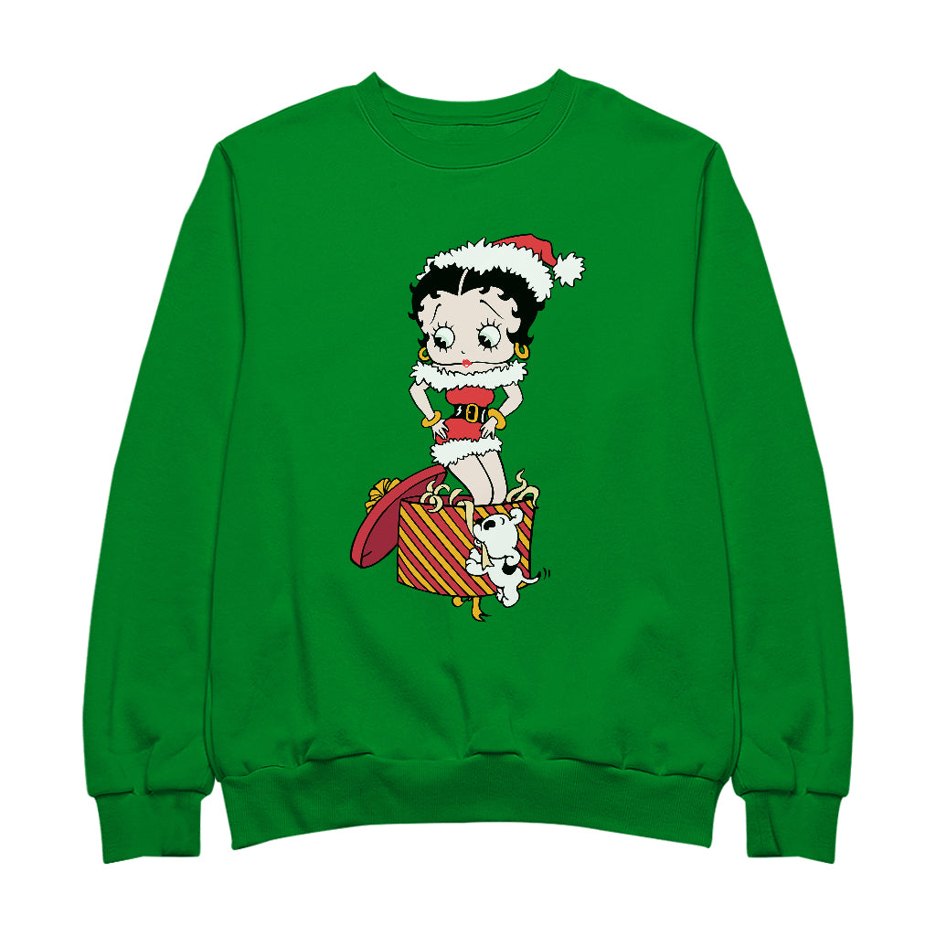 Betty Boop Christmas Pudgy Packing Betty Men's Sweatshirt-Betty Boop Shop