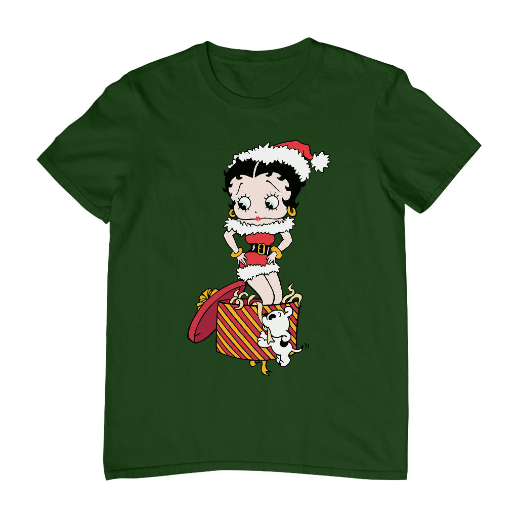 Betty Boop Christmas Pudgy Packing Betty Men's T-Shirt