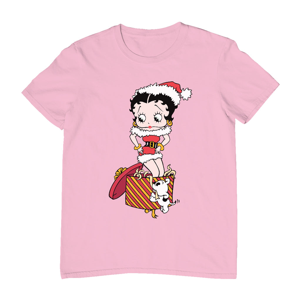 Betty Boop Christmas Pudgy Packing Betty Men's T-Shirt-Betty Boop Shop