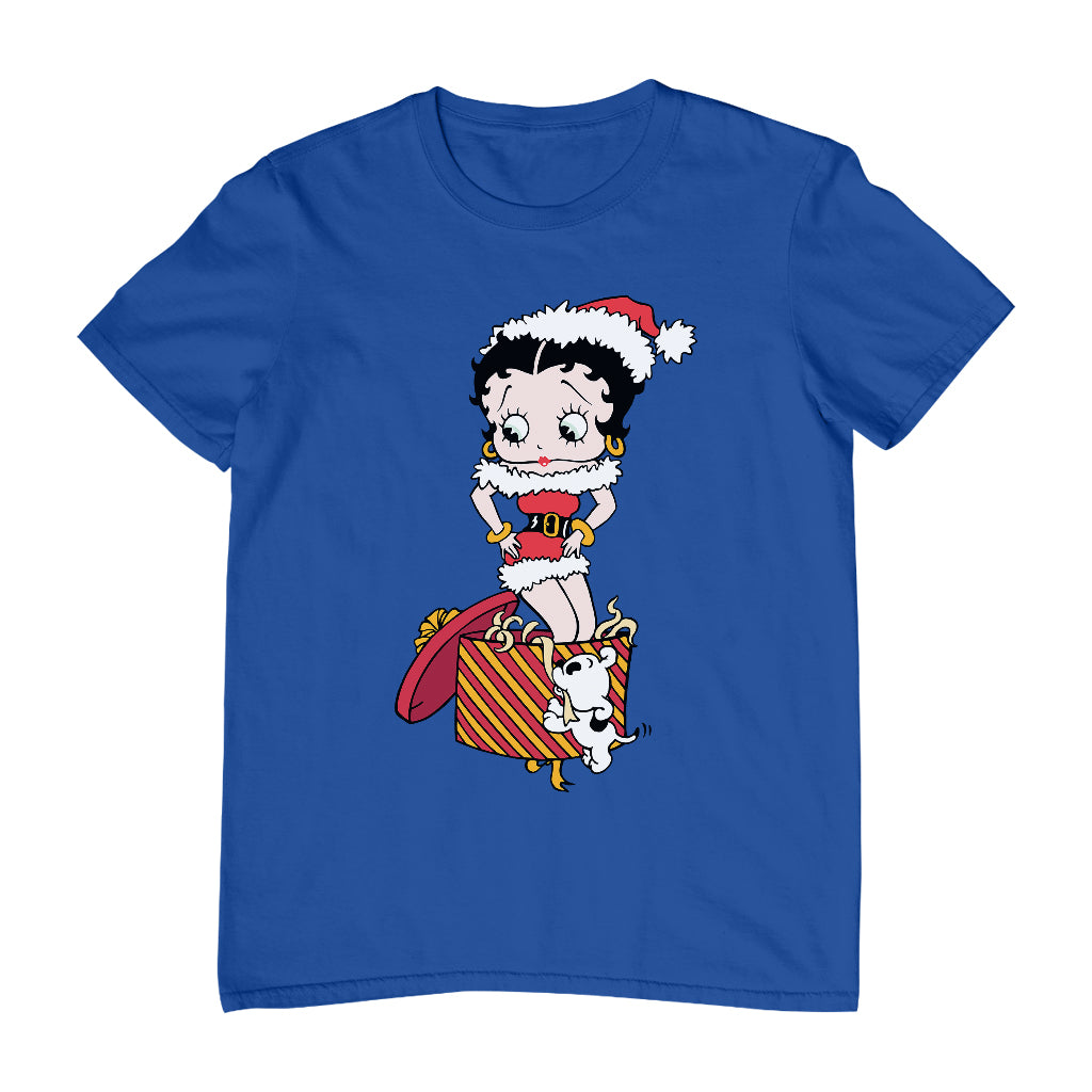 Betty Boop Christmas Pudgy Packing Betty Men's T-Shirt-Betty Boop Shop