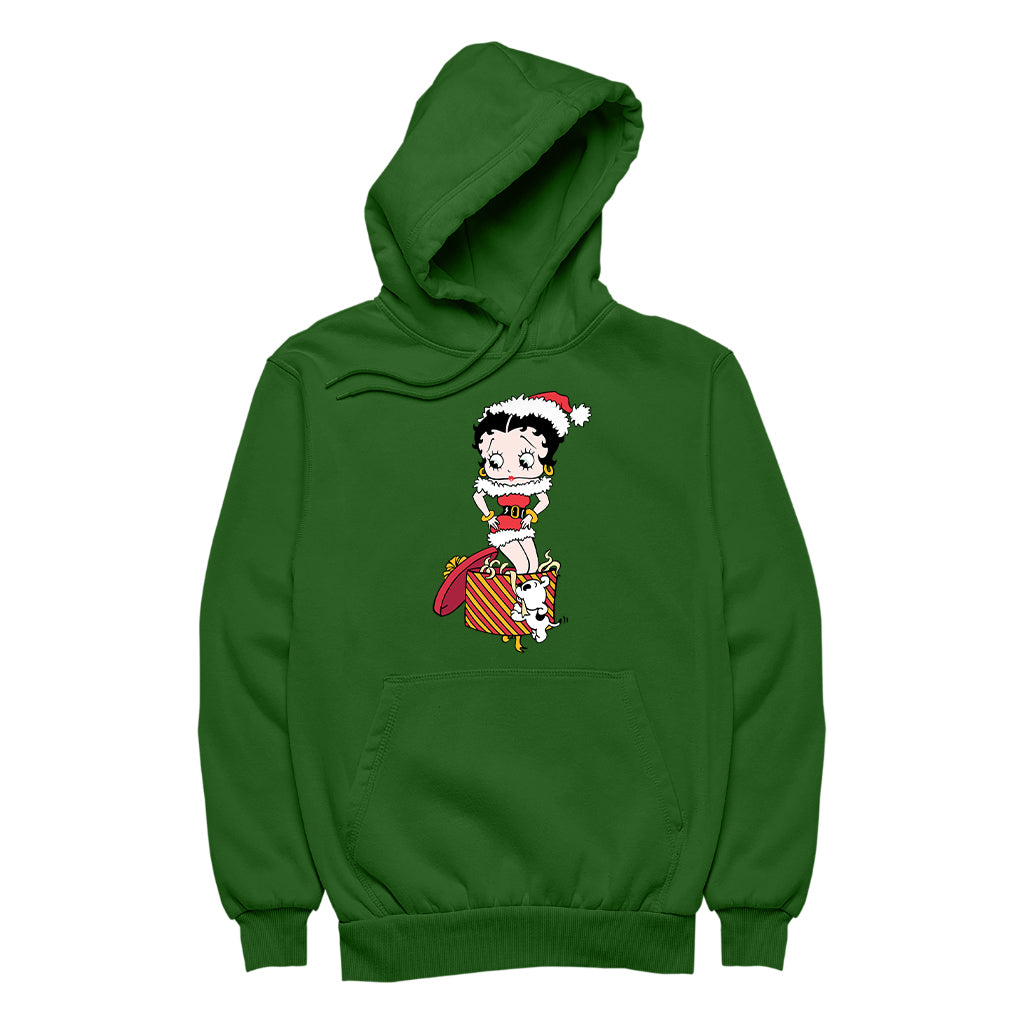 Betty Boop Christmas Pudgy Packing Betty Women's Hooded Sweatshirt