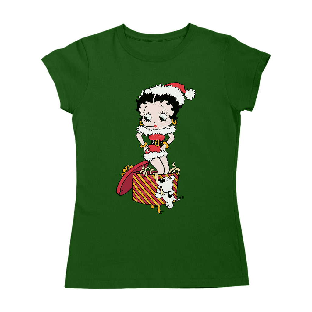 Betty Boop Christmas Pudgy Packing Betty Women's T-Shirt