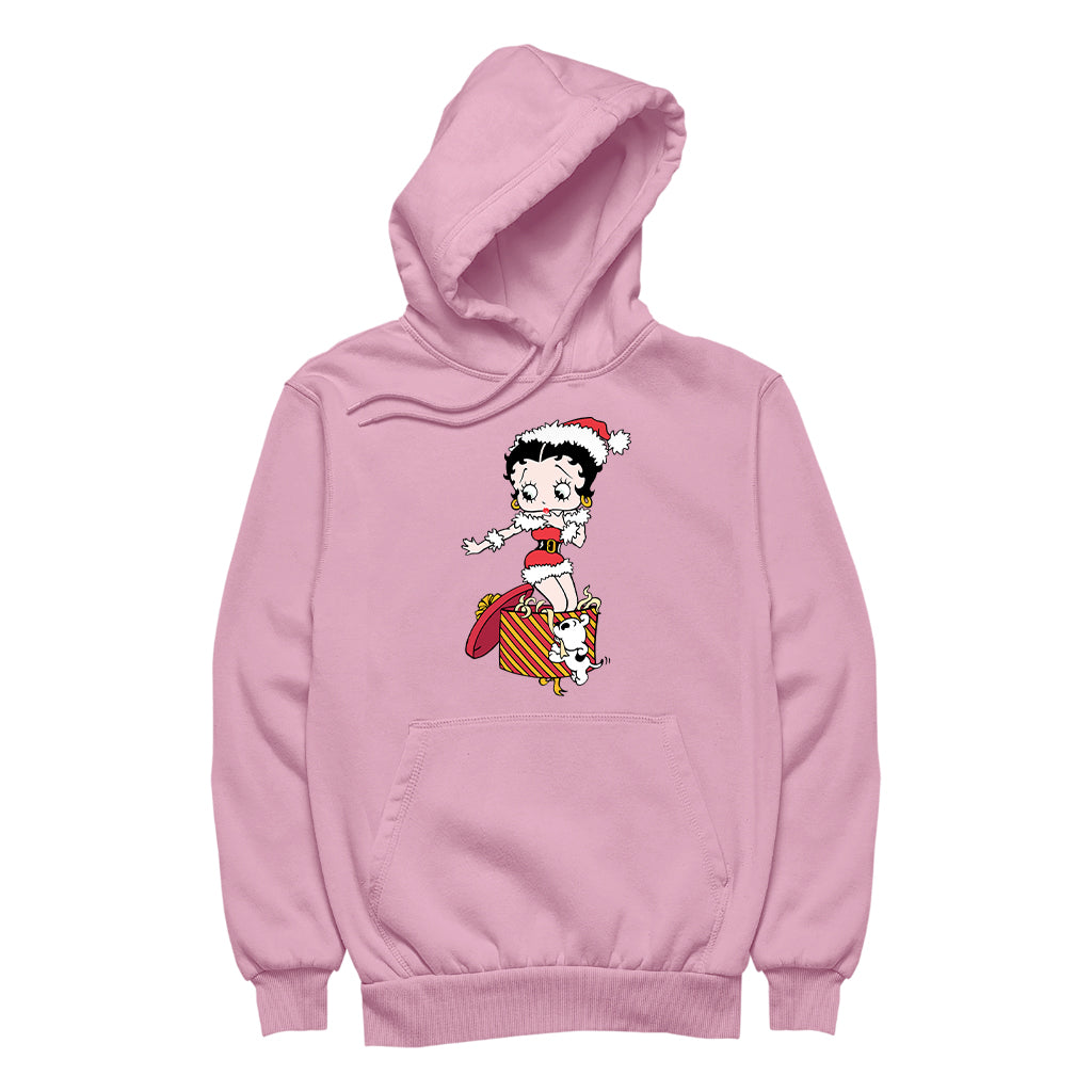 Betty Boop Christmas Packing By Pudgy Women's Hooded Sweatshirt-Betty Boop Shop