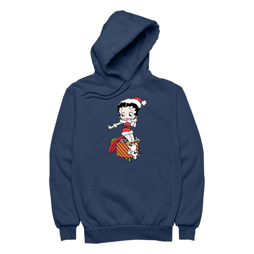 Betty Boop Christmas Packing By Pudgy Women's Hooded Sweatshirt-Betty Boop Shop