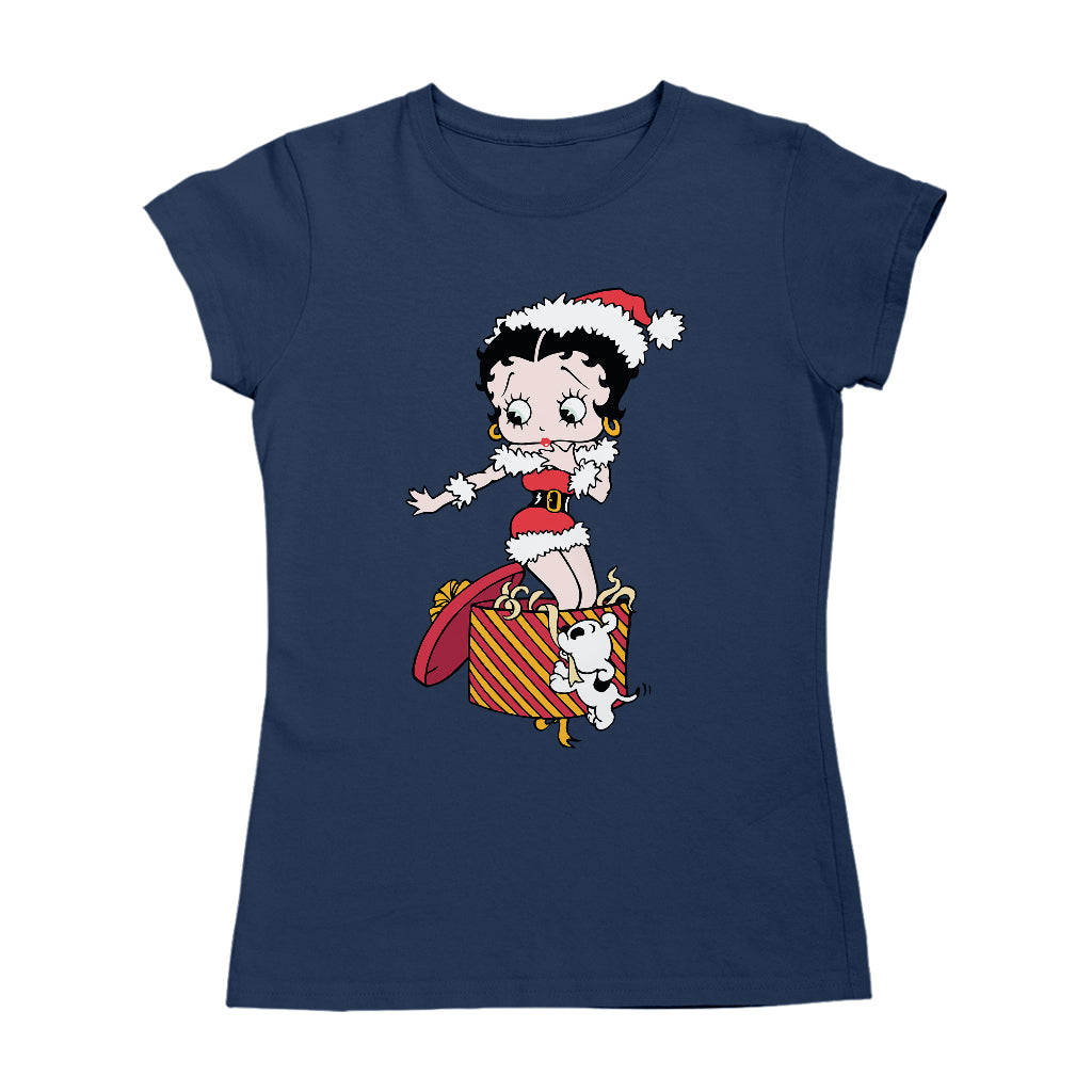 Betty Boop Christmas Packing By Pudgy Women's T-Shirt-Betty Boop Shop