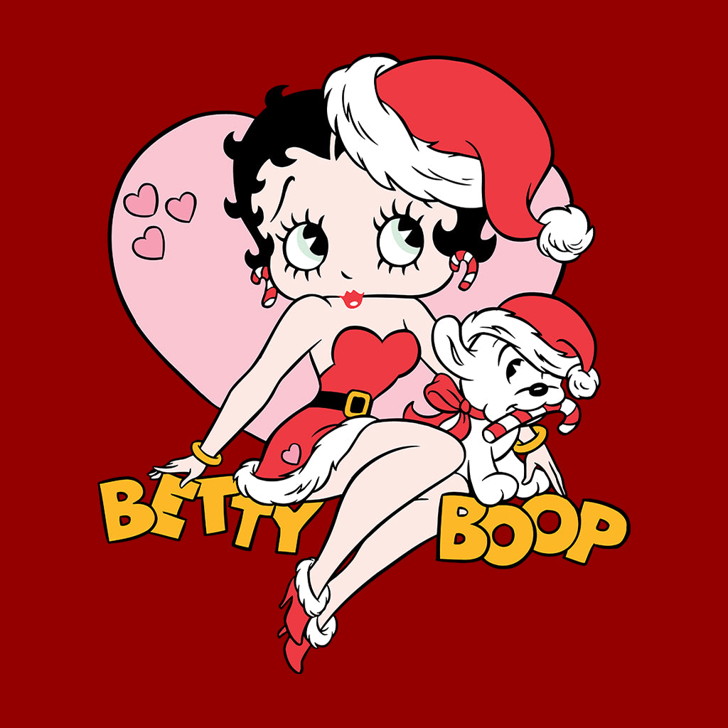Betty Boop Christmas And Pudgy Heart Women's Hooded Sweatshirt-Betty Boop Shop