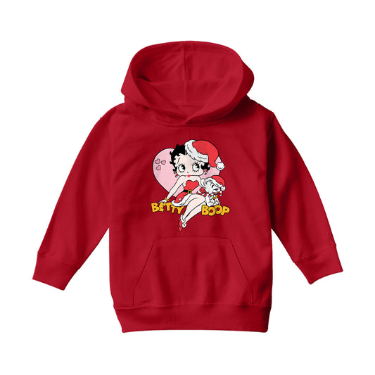 Betty Boop Christmas And Pudgy Heart Kids Hooded Sweatshirt