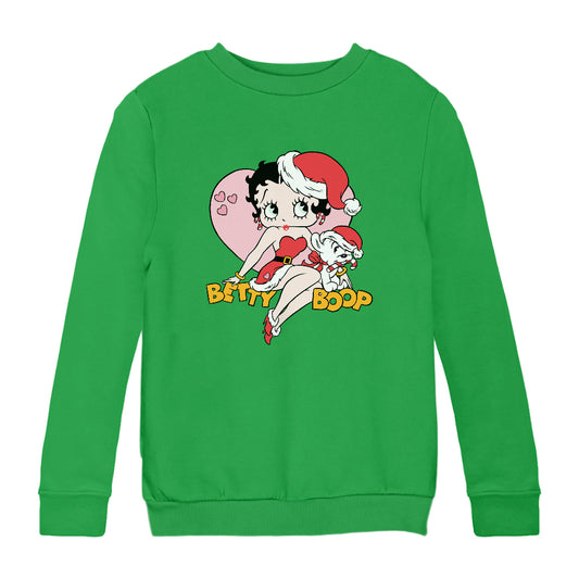 Betty Boop Christmas And Pudgy Heart Kids Sweatshirt