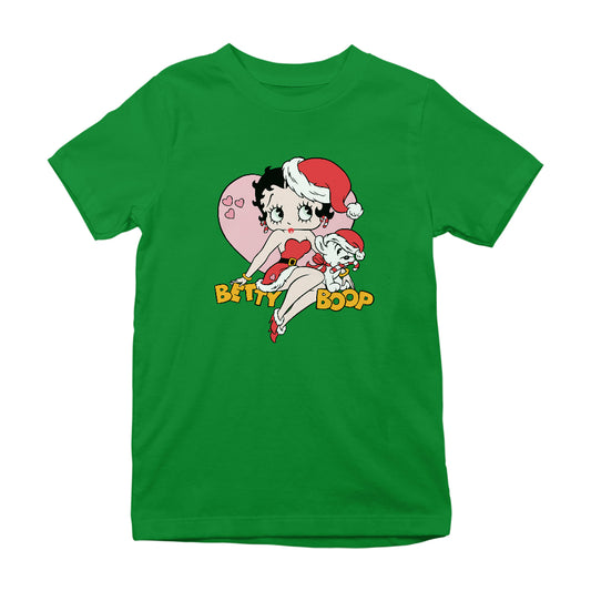 Betty Boop Christmas And Pudgy Heart Kids T-Shirt
