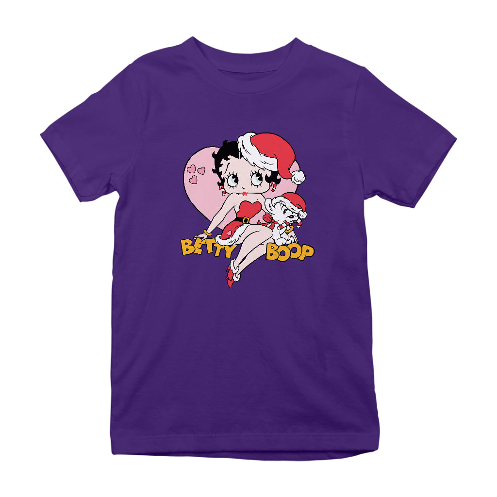 Betty Boop Christmas And Pudgy Heart Kids T-Shirt-Betty Boop Shop
