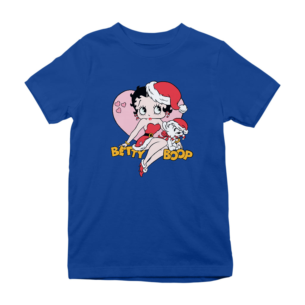Betty Boop Christmas And Pudgy Heart Kids T-Shirt-Betty Boop Shop