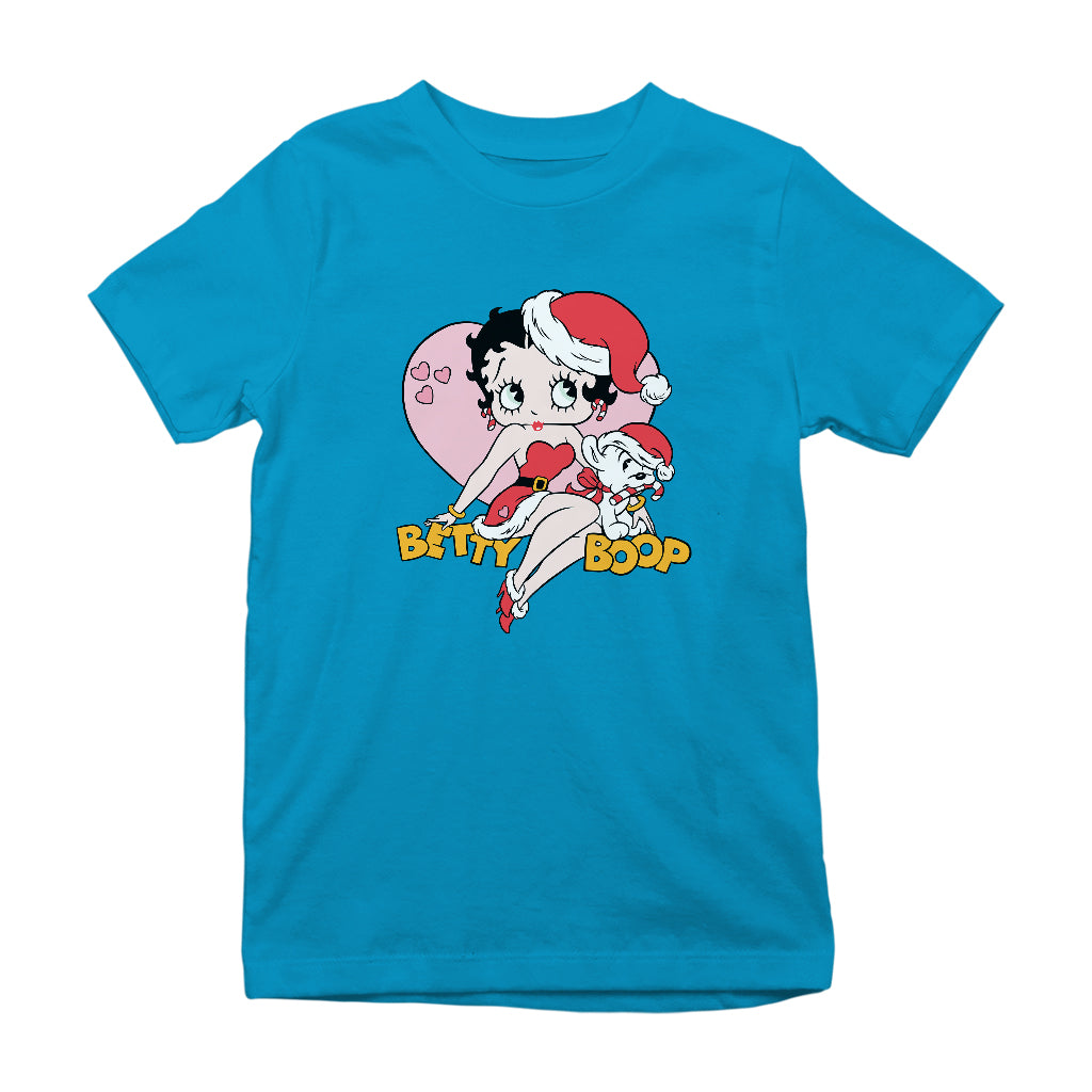 Betty Boop Christmas And Pudgy Heart Kids T-Shirt-Betty Boop Shop