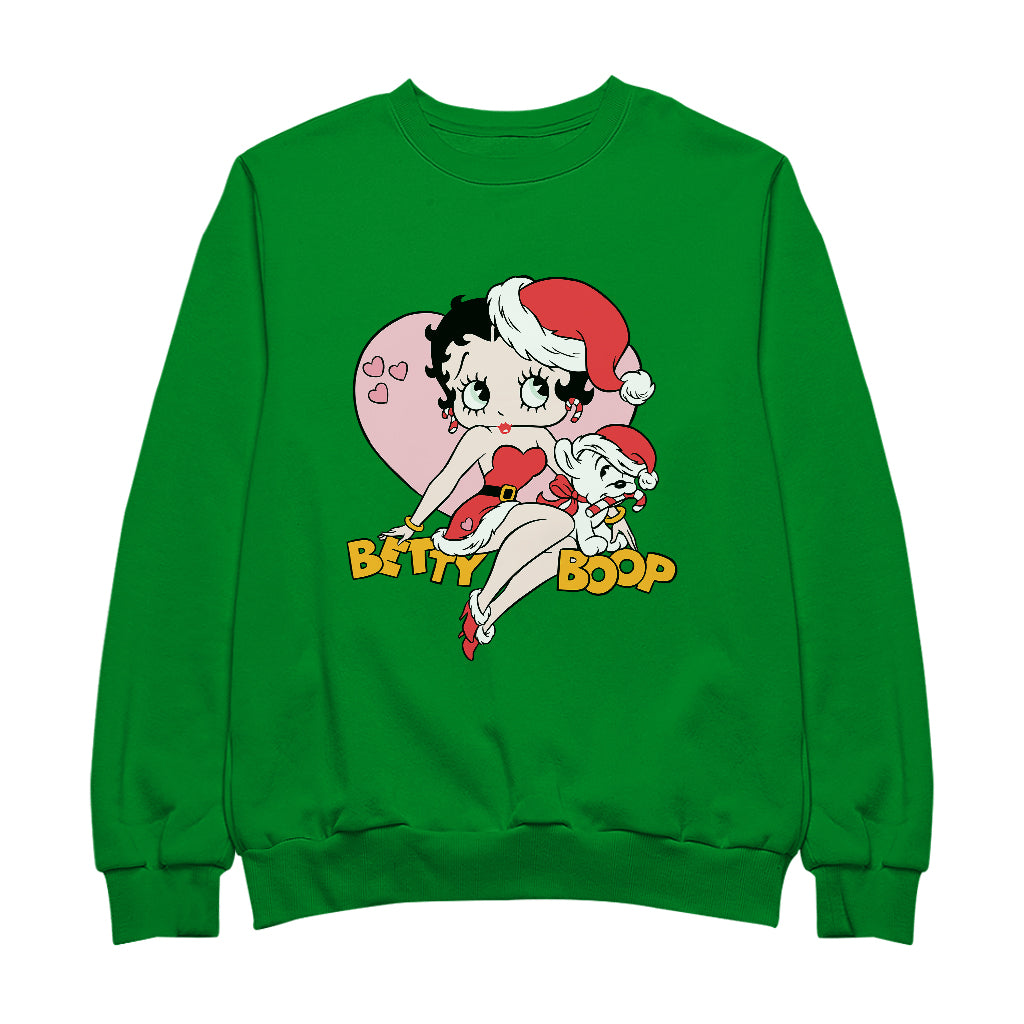 Betty Boop Christmas And Pudgy Heart Women's Sweatshirt-Betty Boop Shop