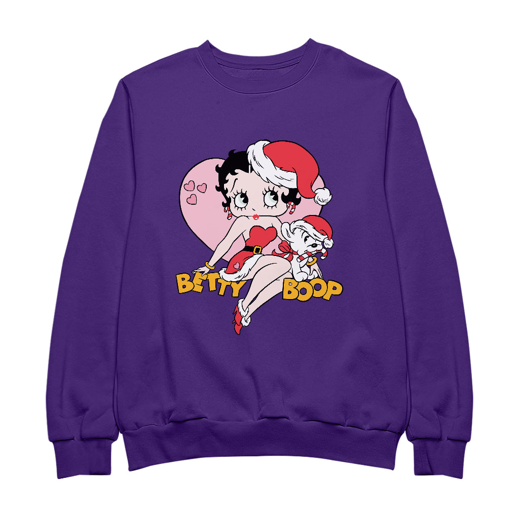 Betty Boop Christmas And Pudgy Heart Women's Sweatshirt-Betty Boop Shop