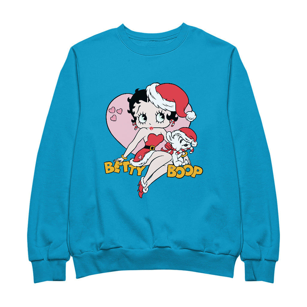 Betty Boop Christmas And Pudgy Heart Women's Sweatshirt-Betty Boop Shop