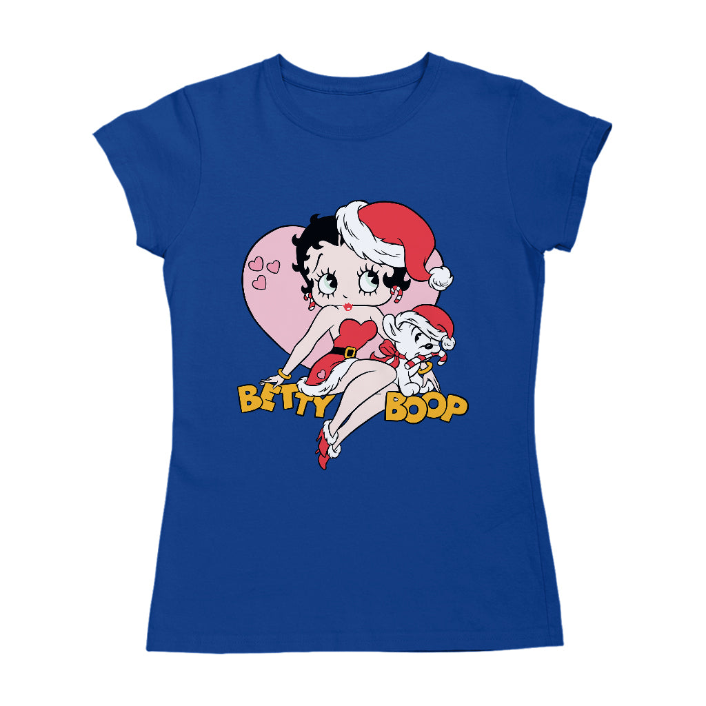 Betty Boop Christmas And Pudgy Heart Women's T-Shirt-Betty Boop Shop