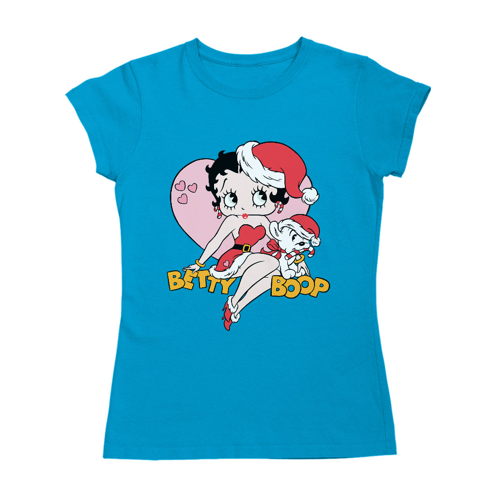 Betty Boop Christmas And Pudgy Heart Women's T-Shirt-Betty Boop Shop