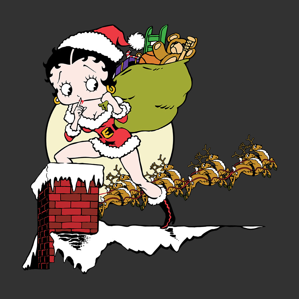 Betty Boop Christmas Coming Down The Chimney Kids T-Shirt-Betty Boop Shop