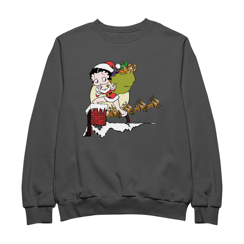 Betty Boop Christmas Coming Down The Chimney Men's Sweatshirt-Betty Boop Shop