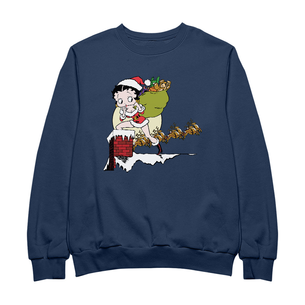 Betty Boop Christmas Coming Down The Chimney Men's Sweatshirt