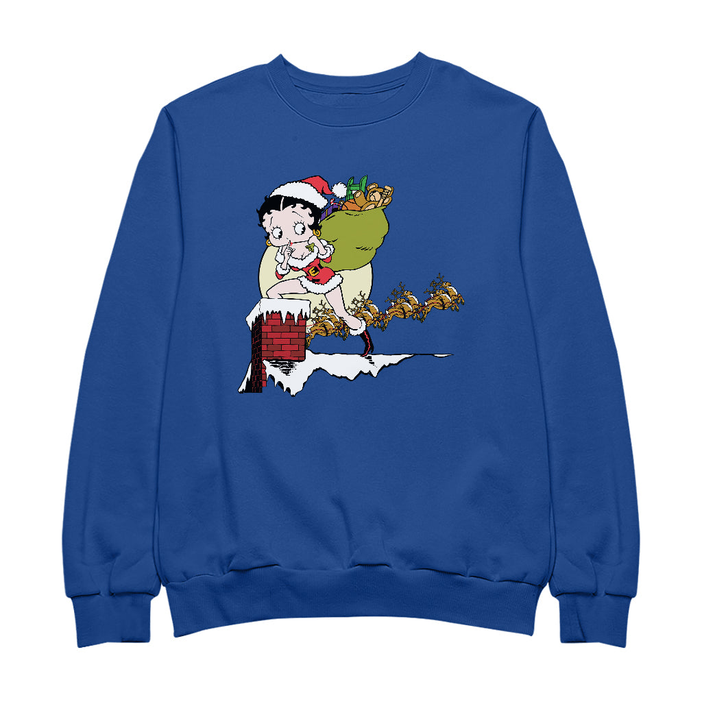 Betty Boop Christmas Coming Down The Chimney Men's Sweatshirt-Betty Boop Shop
