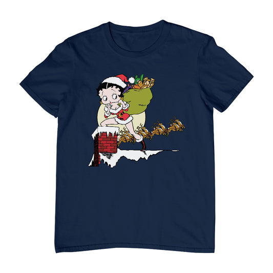 Betty Boop Christmas Coming Down The Chimney Men's T-Shirt