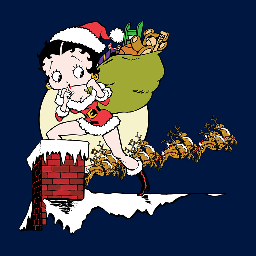 Betty Boop Christmas Coming Down The Chimney Kids Sweatshirt-Betty Boop Shop