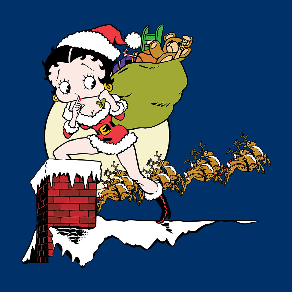 Betty Boop Christmas Coming Down The Chimney Kids Sweatshirt-Betty Boop Shop