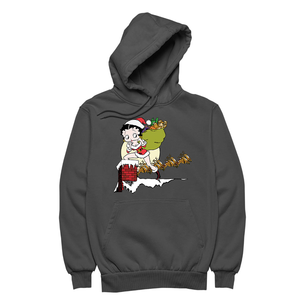 Betty Boop Christmas Coming Down The Chimney Women's Hooded Sweatshirt