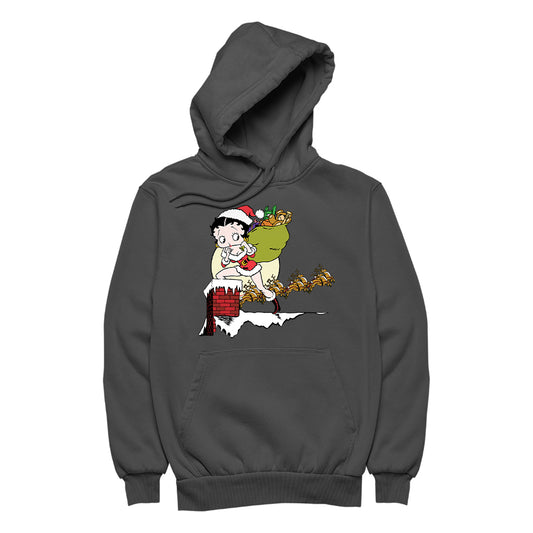 Betty Boop Christmas Coming Down The Chimney Women's Hooded Sweatshirt