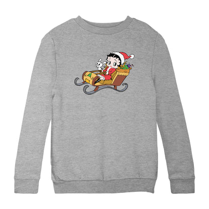 Betty Boop Christmas Sleigh Kids Sweatshirt