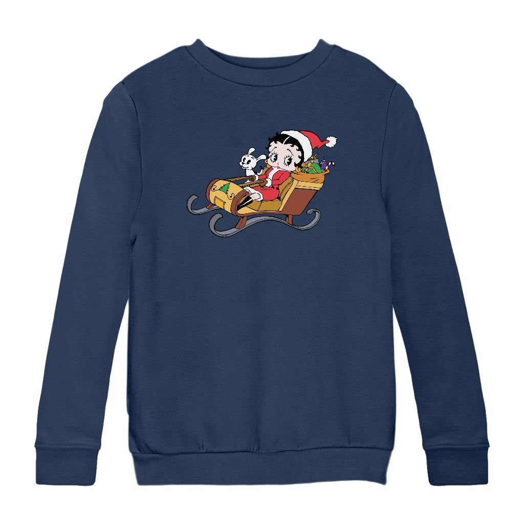 Betty Boop Christmas Sleigh Kids Sweatshirt-Betty Boop Shop