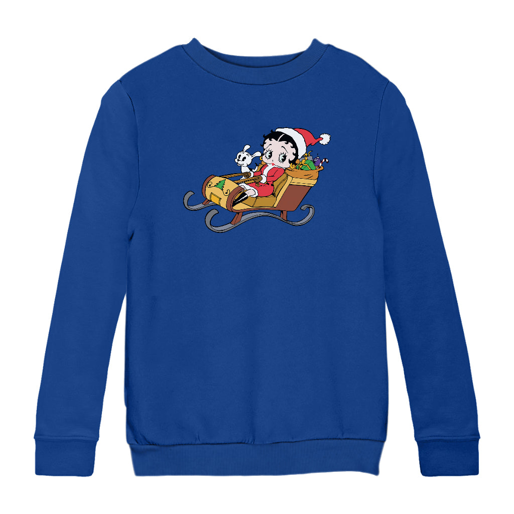 Betty Boop Christmas Sleigh Kids Sweatshirt-Betty Boop Shop