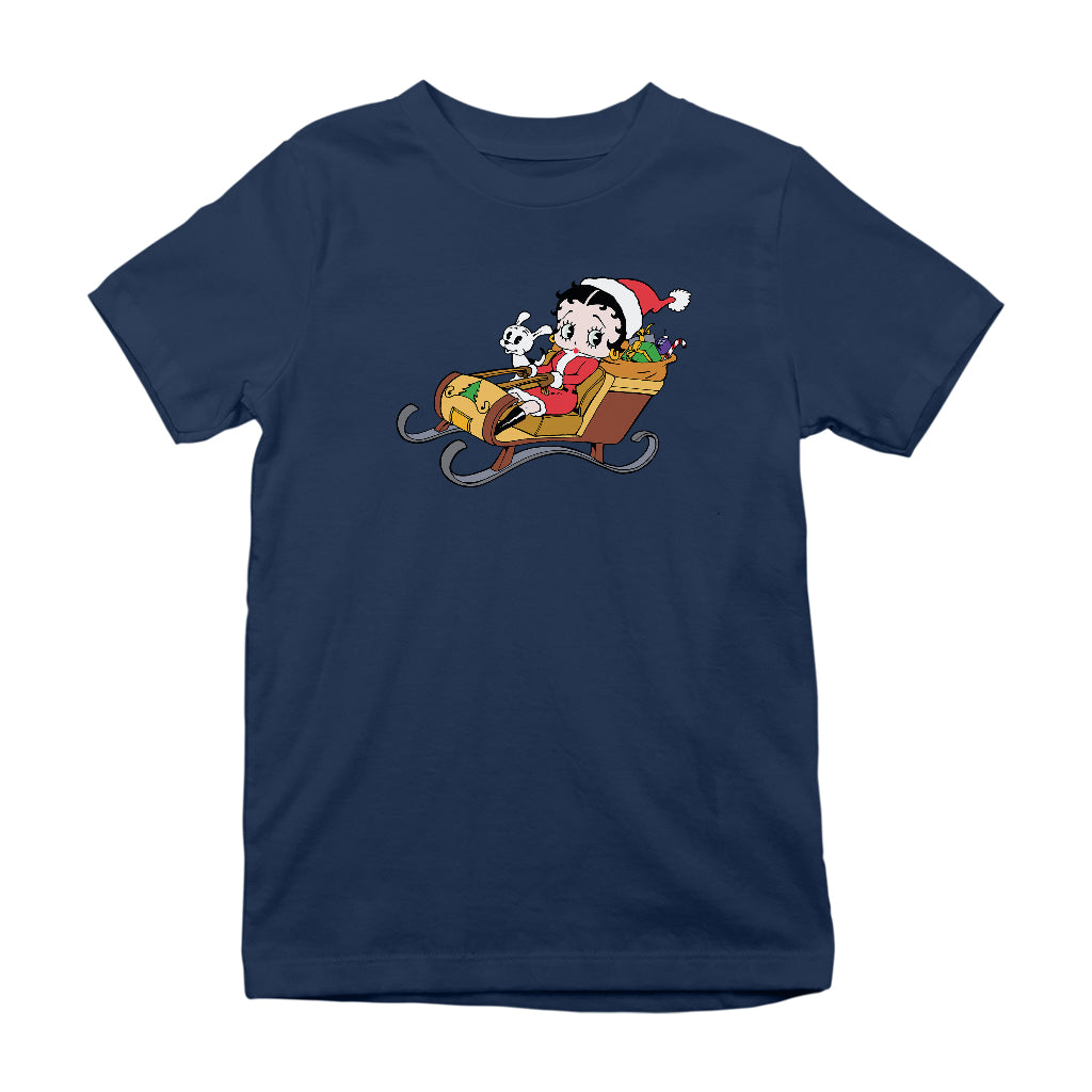 Betty Boop Christmas Sleigh Kids T-Shirt-Betty Boop Shop