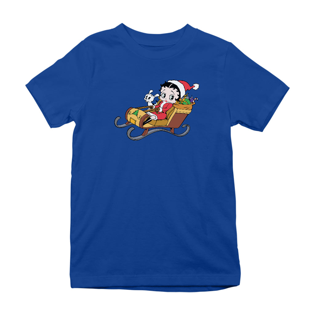 Betty Boop Christmas Sleigh Kids T-Shirt-Betty Boop Shop
