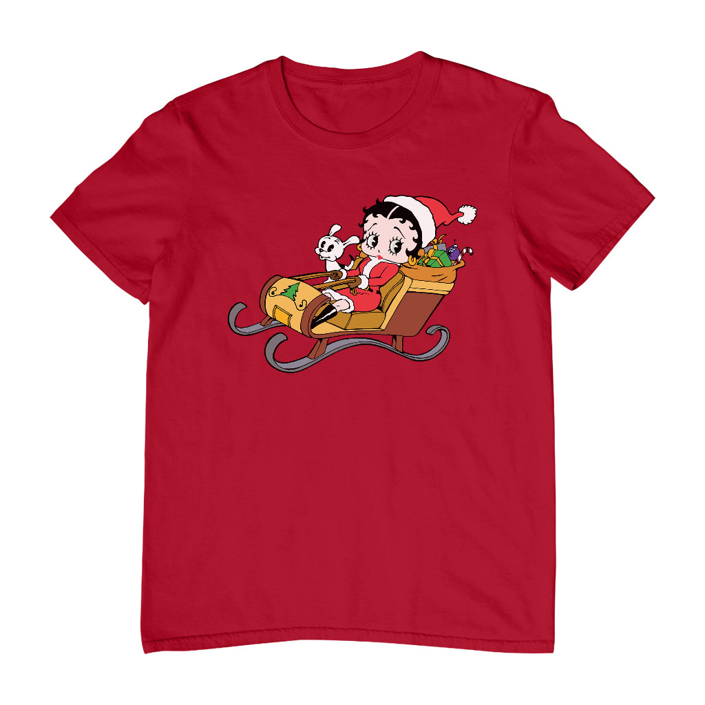 Betty Boop Christmas Sleigh Men's T-Shirt-Betty Boop Shop