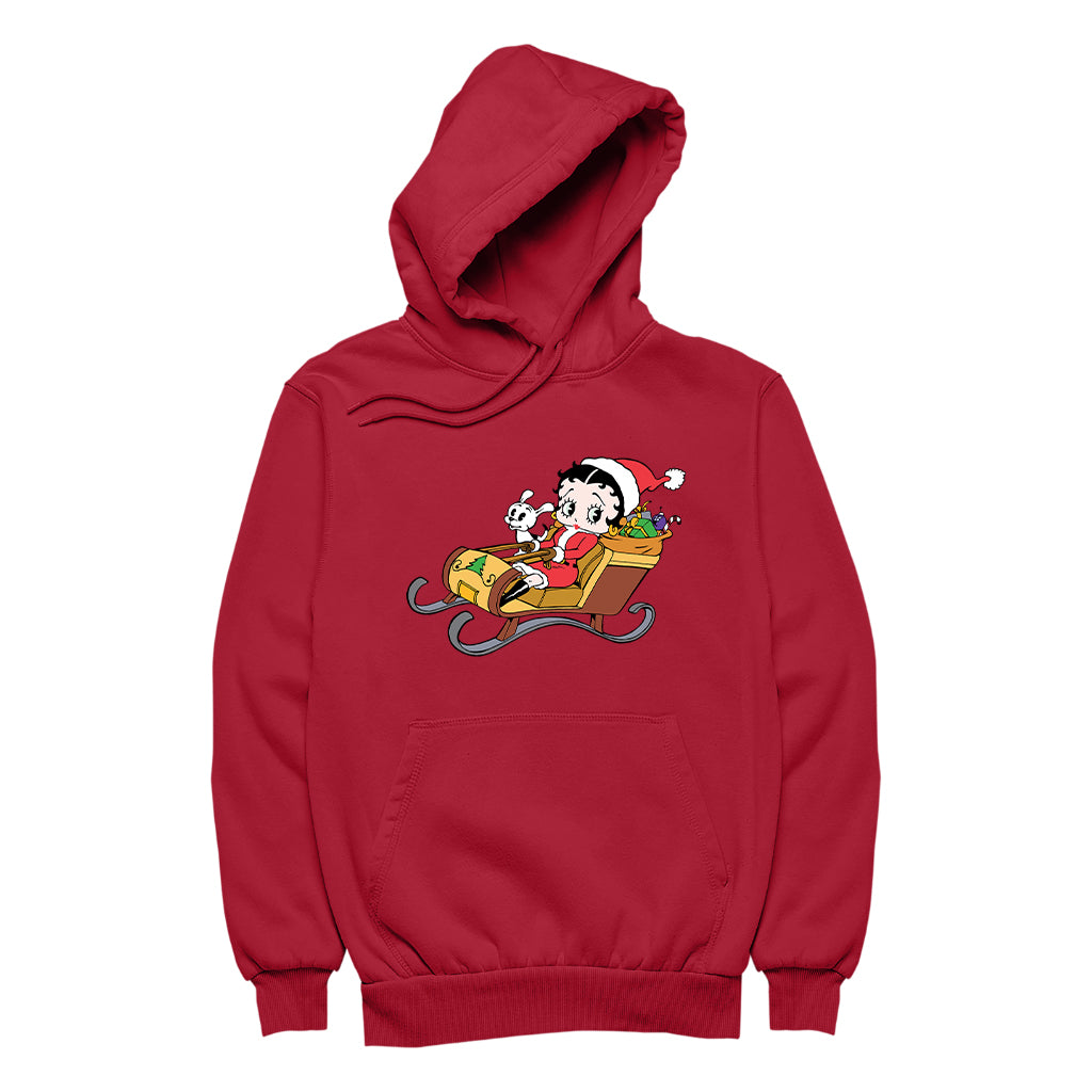 Betty Boop Christmas Sleigh Women's Hooded Sweatshirt-Betty Boop Shop